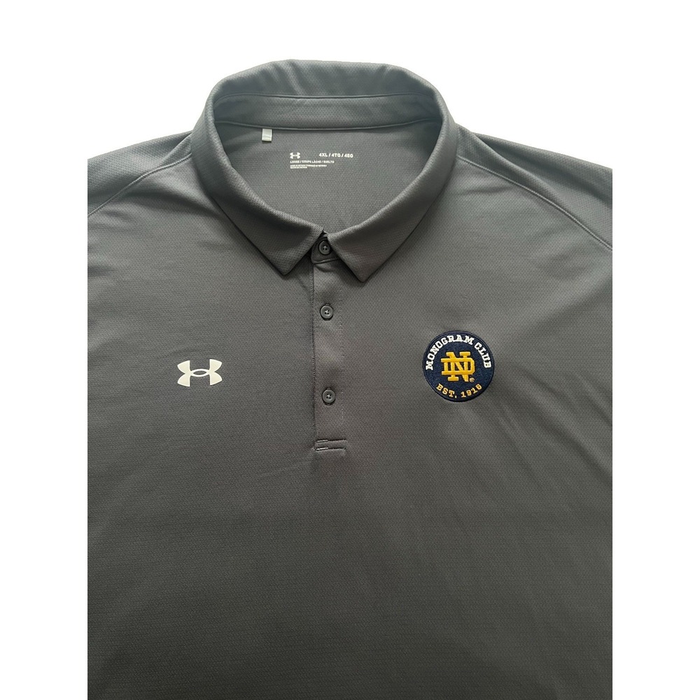 Under‎ Armour Notre Dame Monogram Club Polo Shirt Gray 4XLT Loose HeatGear